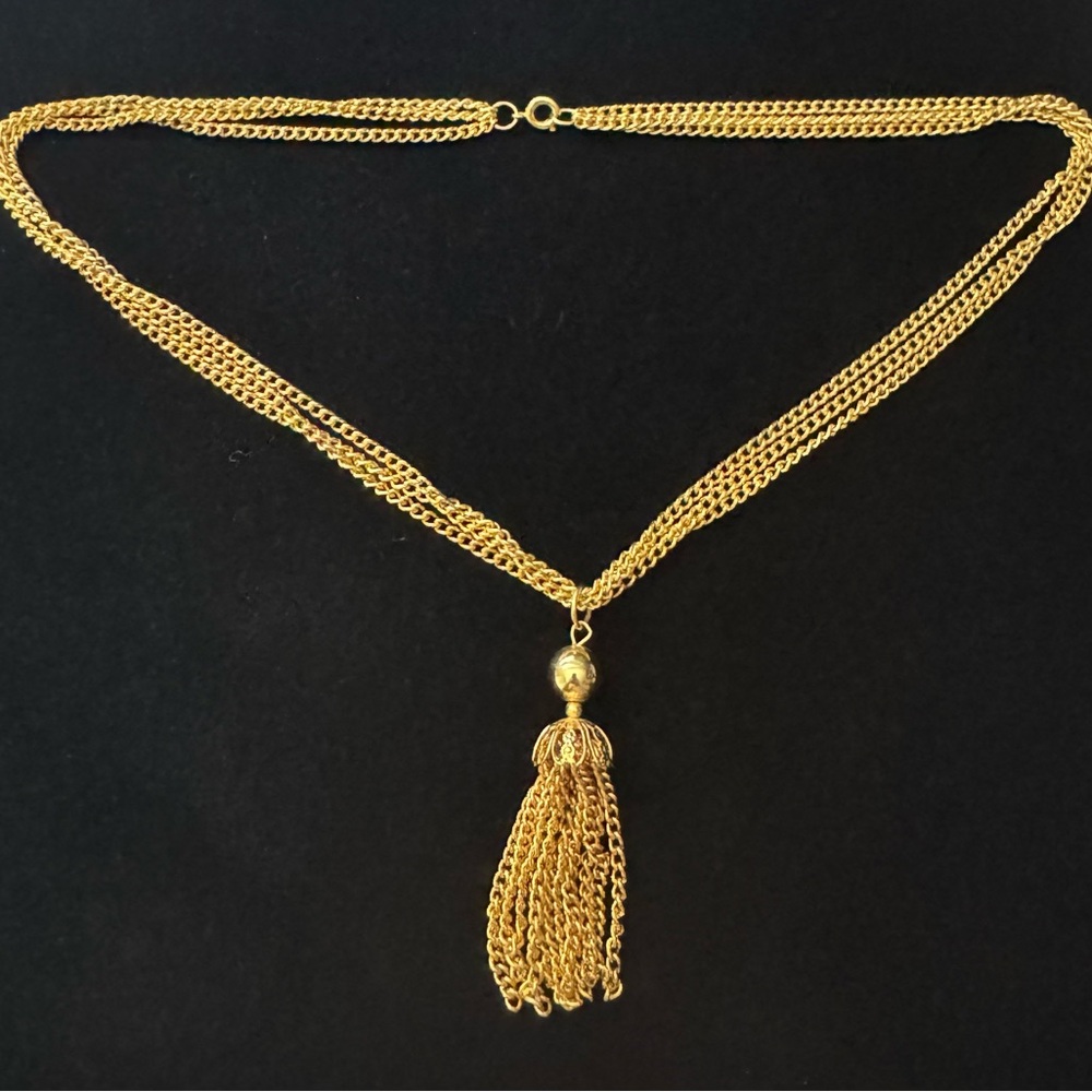 Gold-Tone Vintage Tassel Multi-Strand Necklace